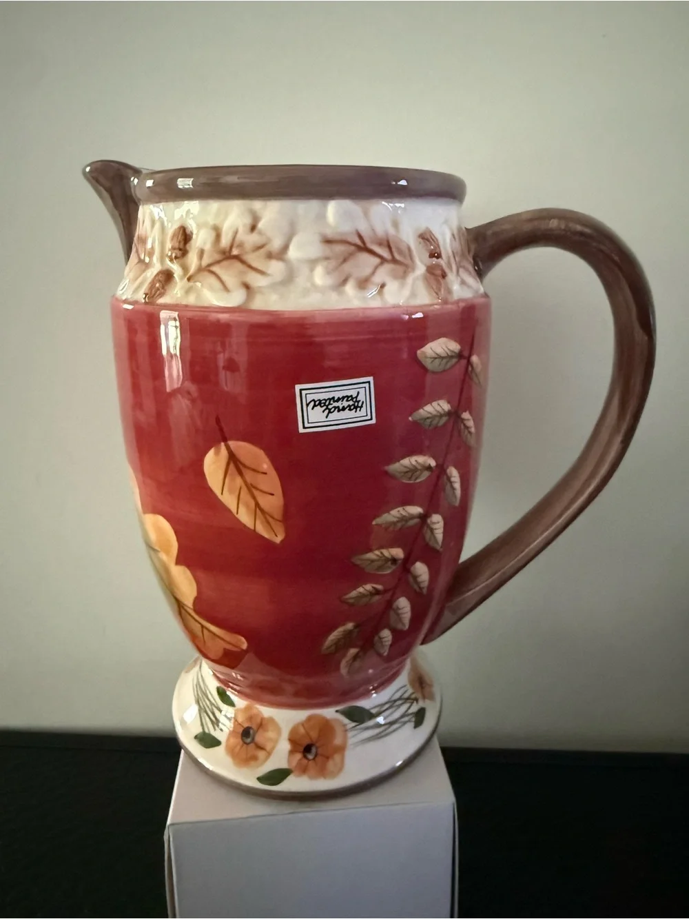 WCL Fall pitcher Hand painted and glazed finish 8” Tall  Pre-Owned